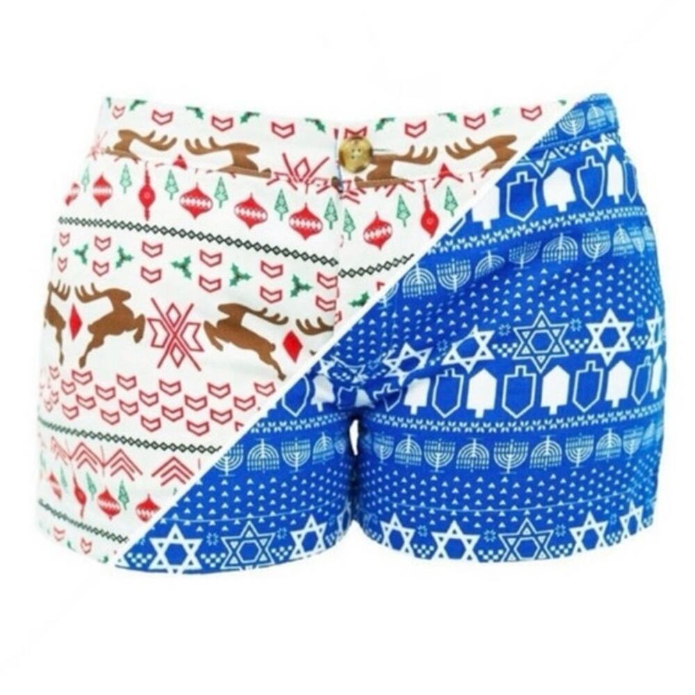 Chubbies Ms. Christmukkahs Reversible Holiday Shorts Womens Size 2